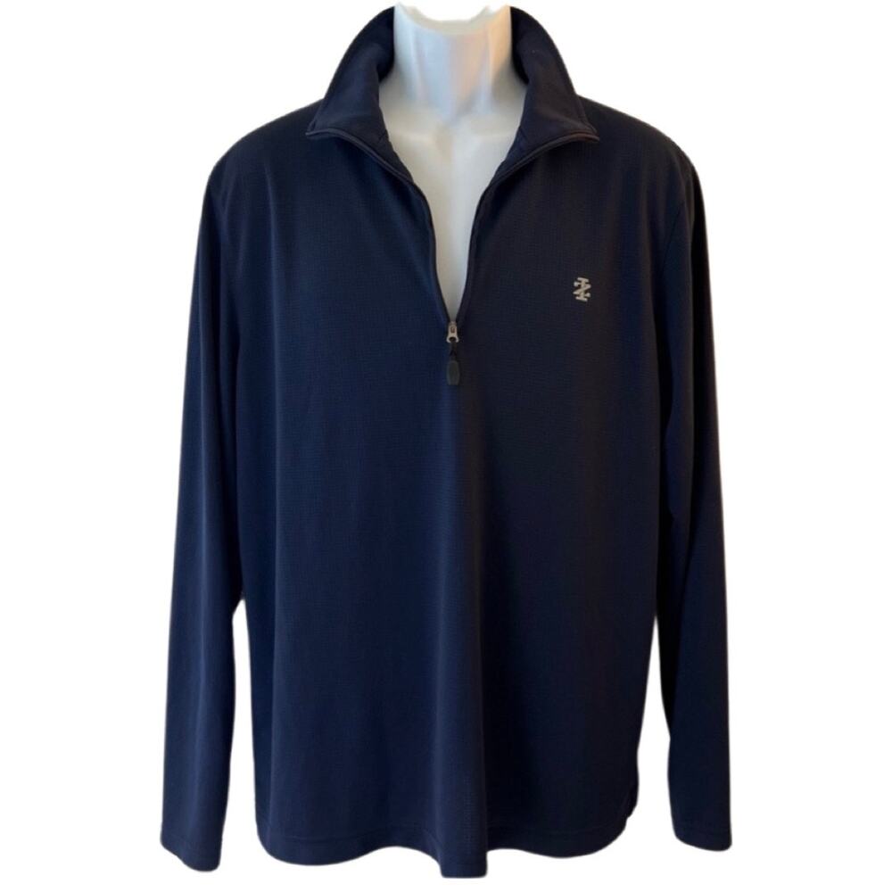 Izod Golf Navy Blue Quarter Zip Lightweight Long Sleeve Pullover Size L Men's - Picture 2 of 10